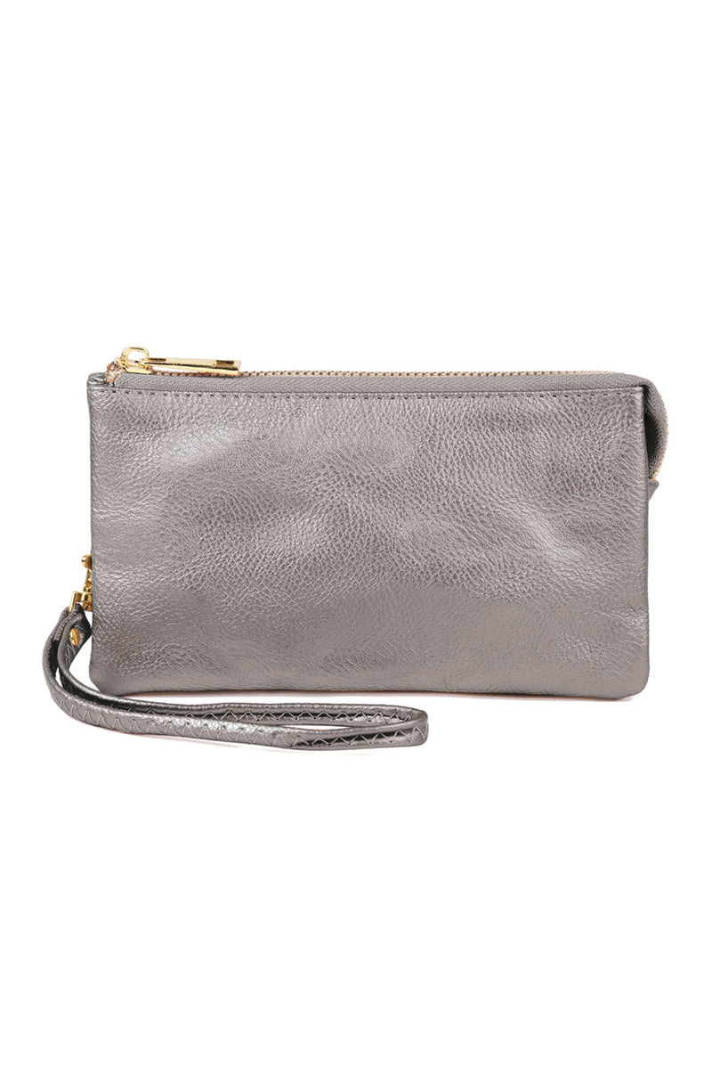 Leather Wallet with Detachable Wristlet Silver - Pack of 6