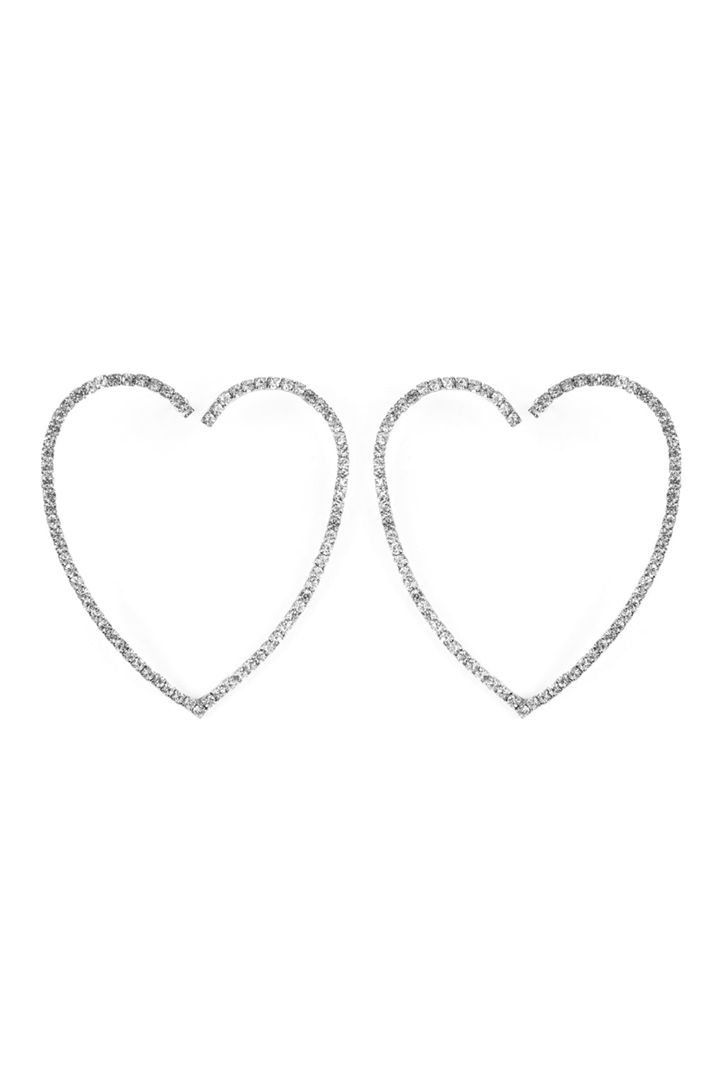 2" Heart Shape Earrings Silver - Pack of 6