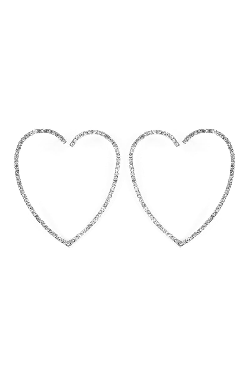 2" Heart Shape Earrings Silver - Pack of 6