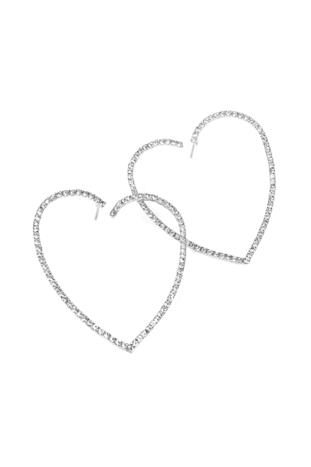 2" Heart Shape Earrings Silver - Pack of 6