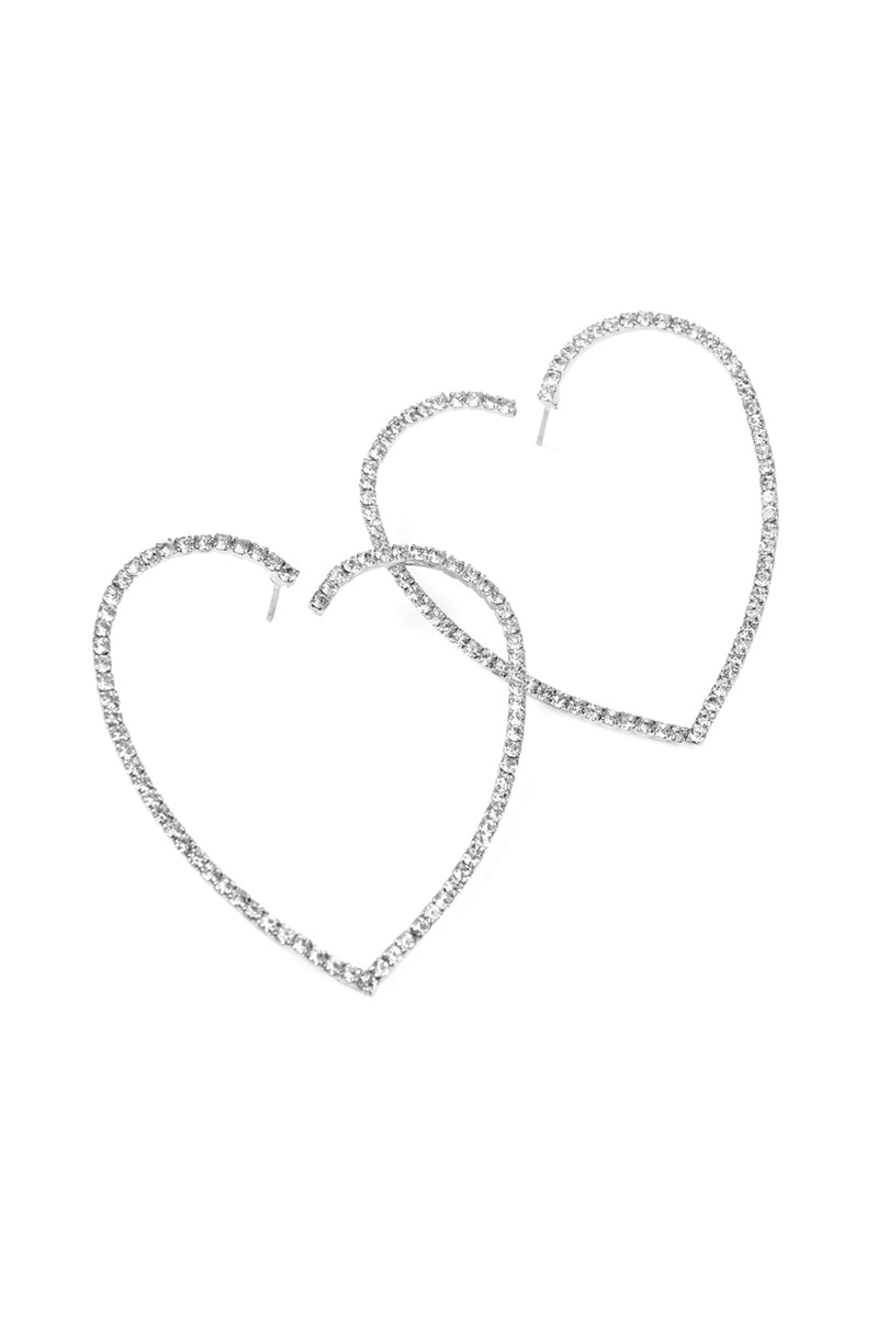 2" Heart Shape Earrings Silver - Pack of 6