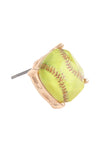 Sports Cushion Cut Baseball Stud Earrings Gold - Pack of 6