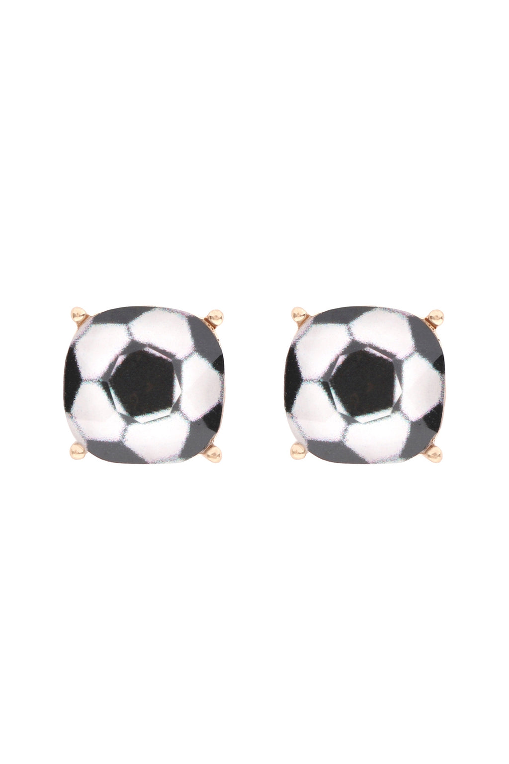 Sports Cushion Cut Soccer Stud Earrings Gold - Pack of 6