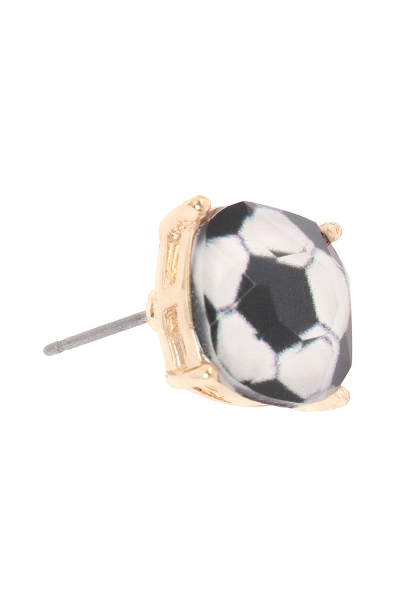 Sports Cushion Cut Soccer Stud Earrings Gold - Pack of 6