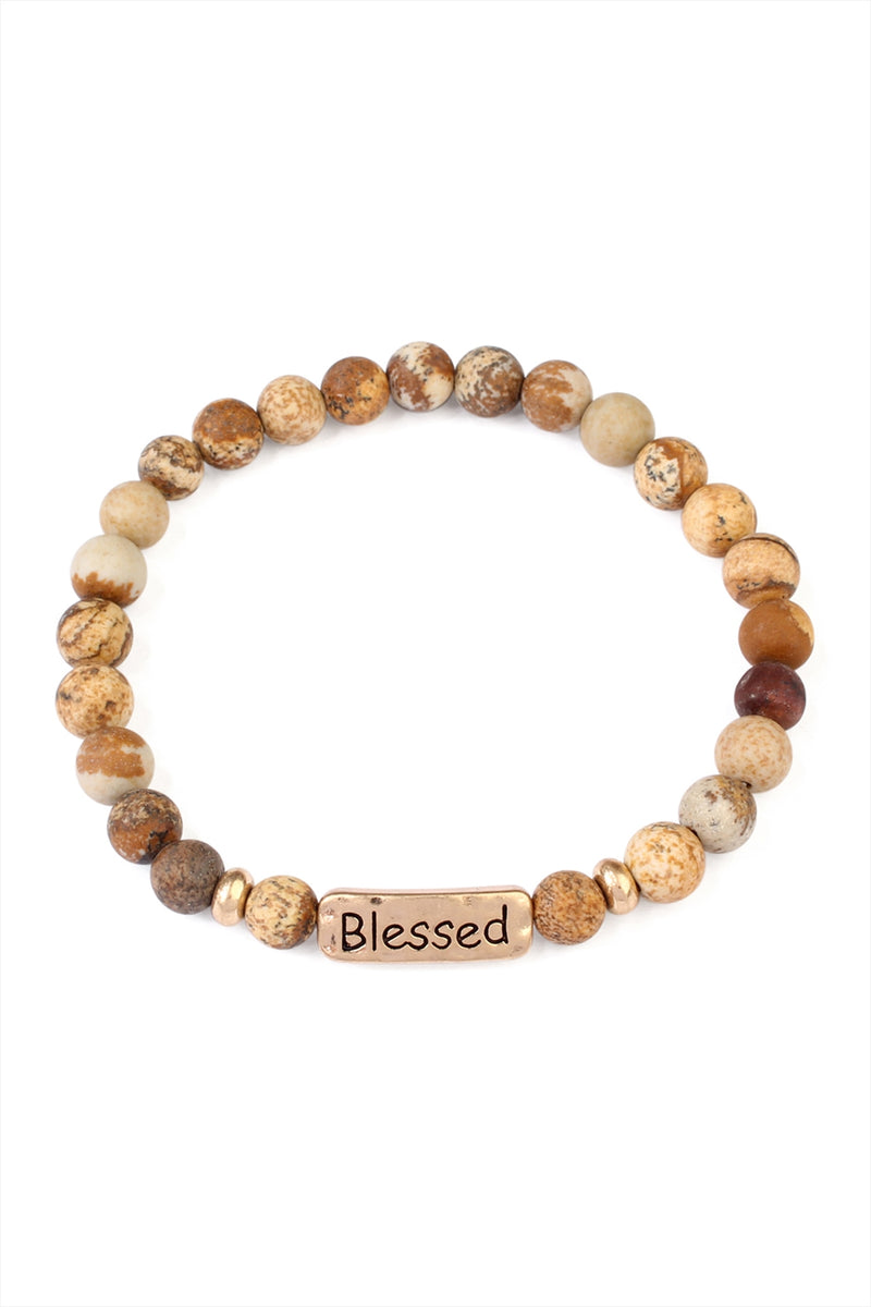 Brown Blessed Natural Stone Stretch Bracelet - Pack of 6