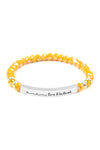 Rondelle, Rhinestone Beads Stackable Bracelet Set Mustard - Pack of 6