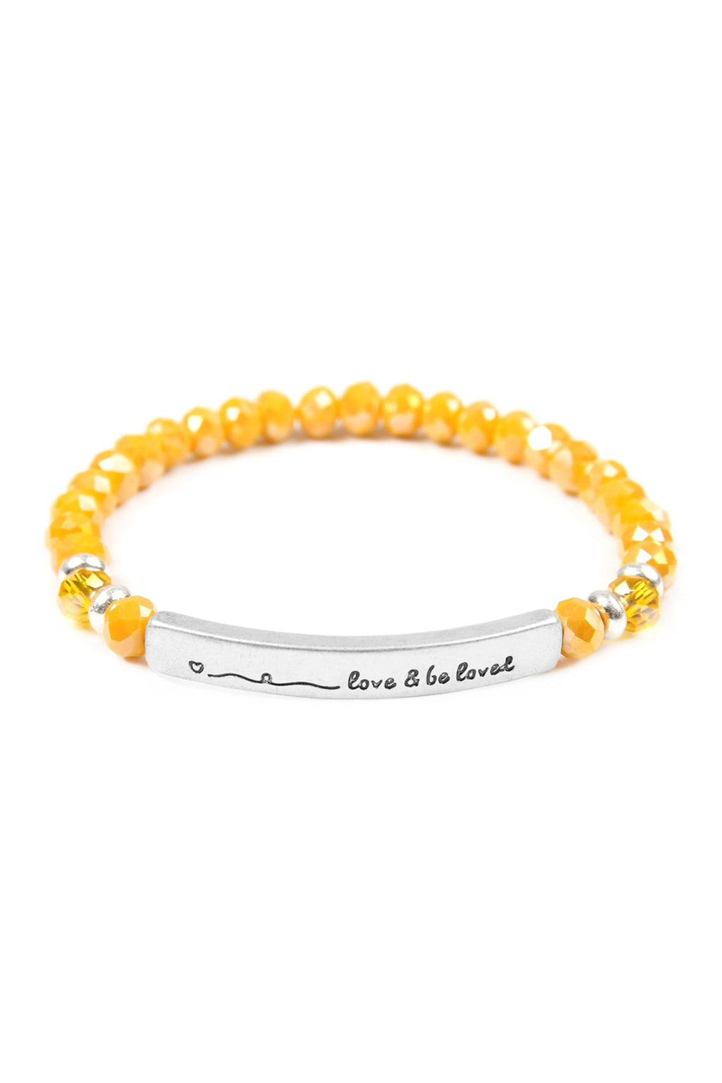 Love and Be Loved 6mm Glass Beads Stretch Bracelet Mustard - Pack of 6