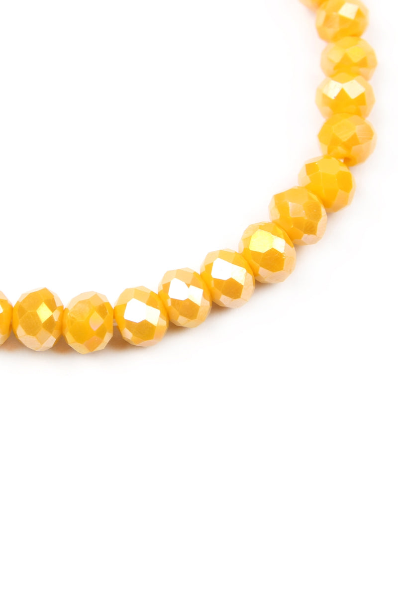 Love and Be Loved 6mm Glass Beads Stretch Bracelet Mustard - Pack of 6