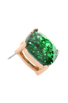 Glitter Epoxy Stud Earrings Green - Pack of 6