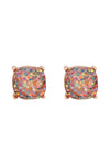 Glitter Epoxy Stud Earrings Light Multicolor - Pack of 6