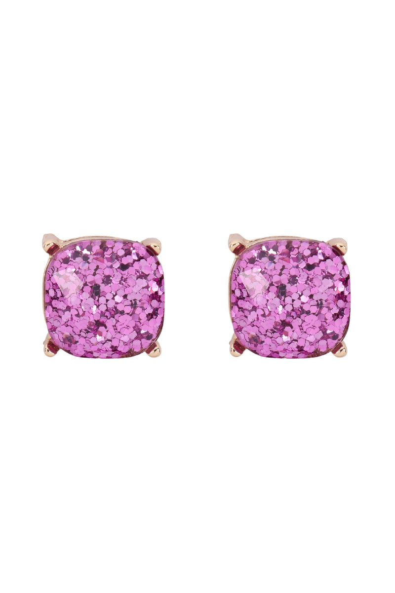 Glitter Epoxy Stud Earrings Light Purple - Pack of 6