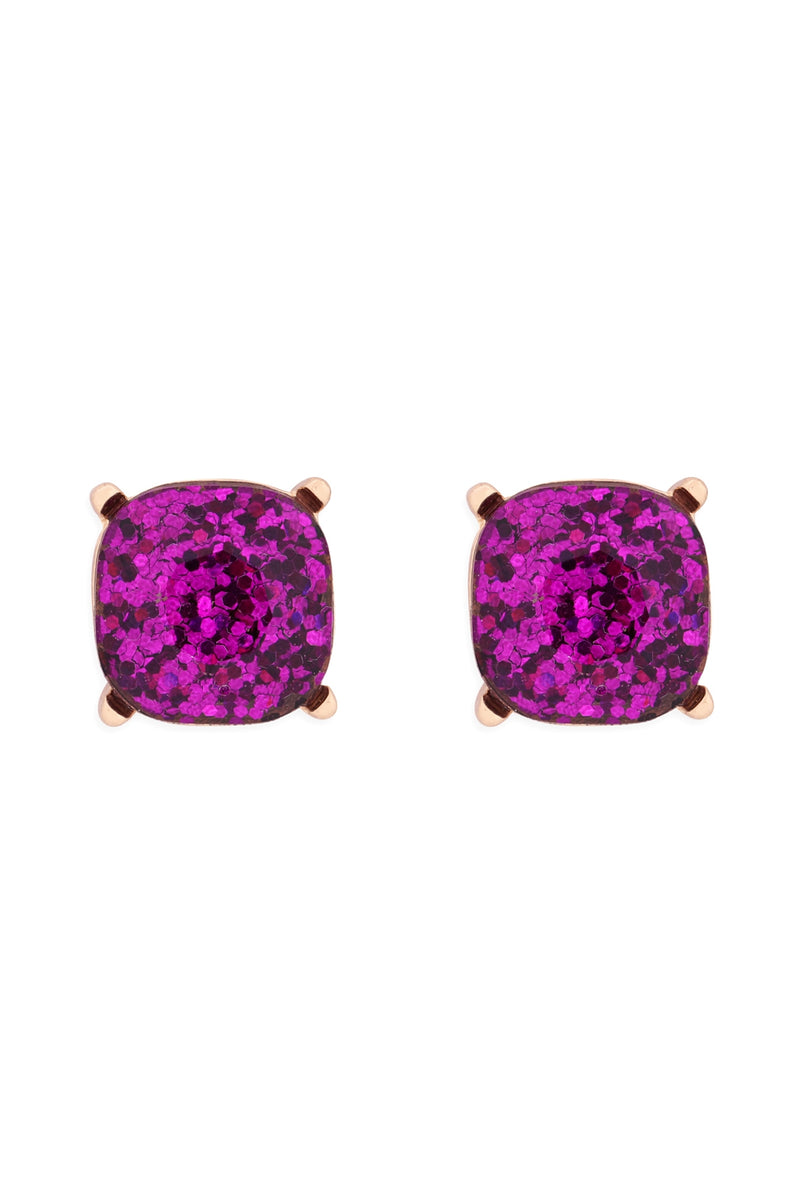 Glitter Epoxy Stud Earrings Purple - Pack of 6