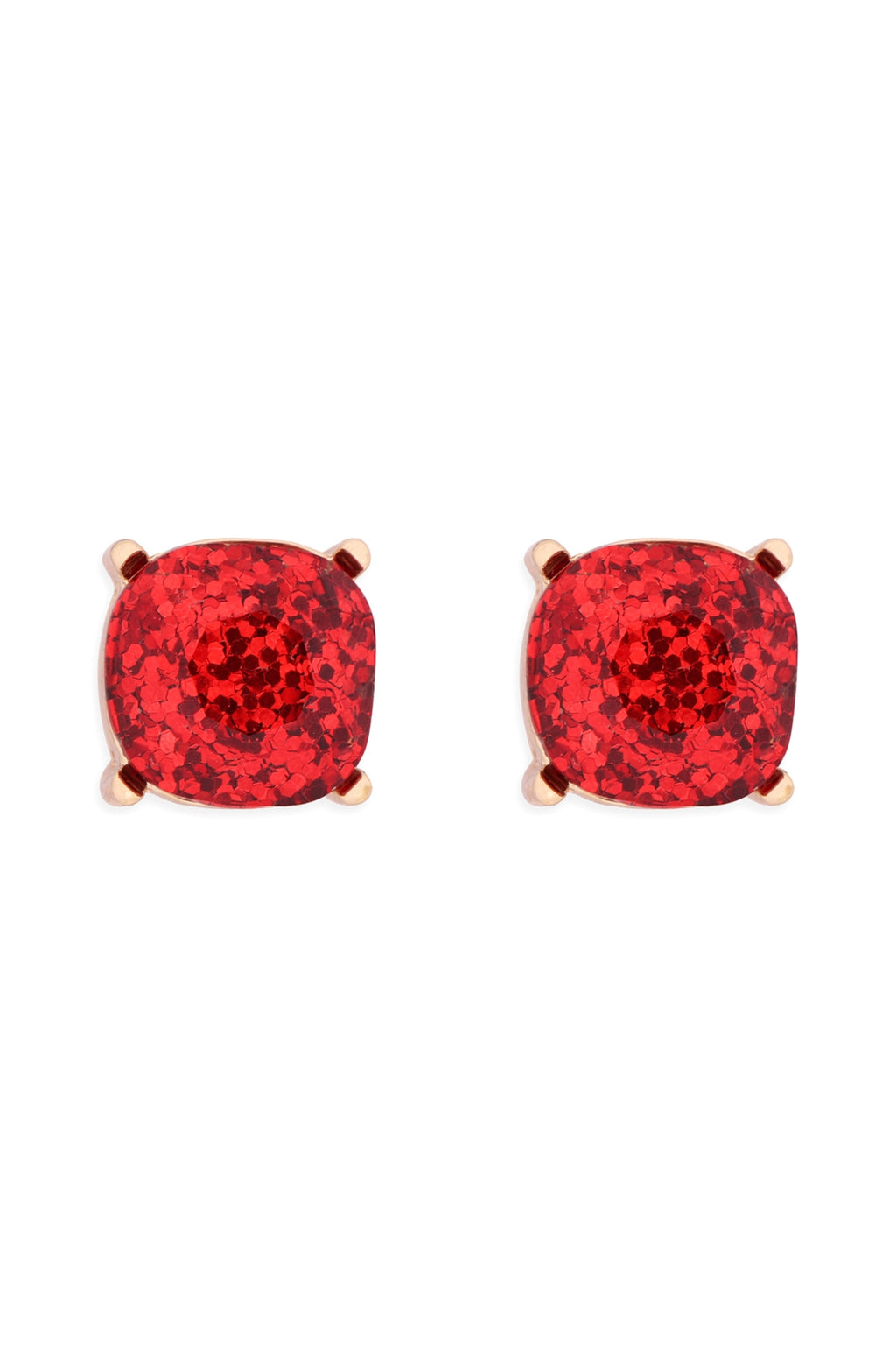 Glitter Epoxy Stud Earrings Red - Pack of 6