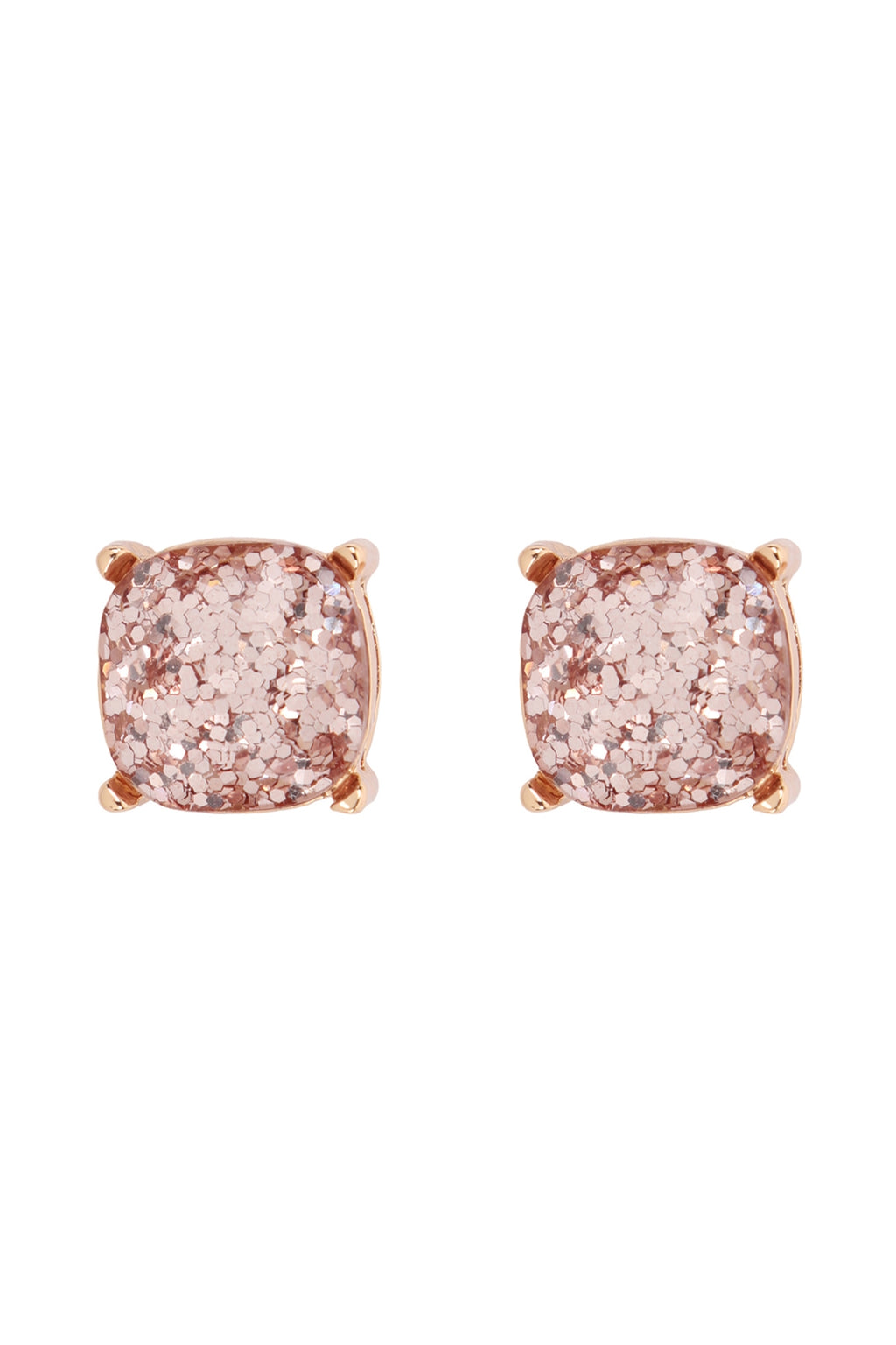 Glitter Epoxy Stud Earrings Rose Gold - Pack of 6