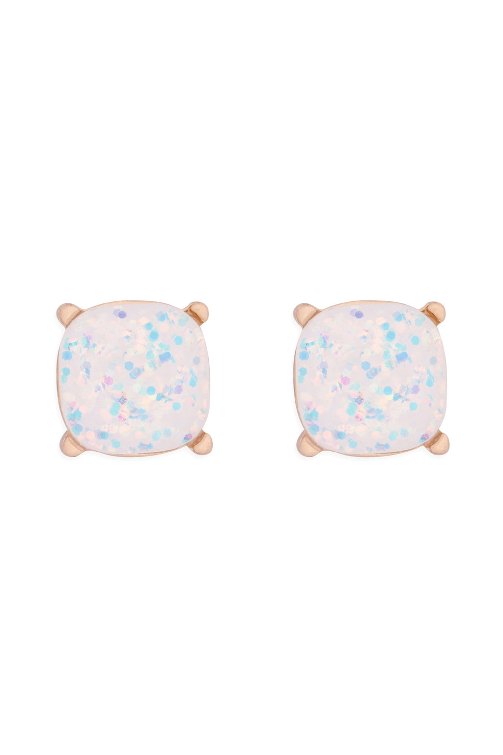 Glitter Epoxy Stud Earrings White - Pack of 6