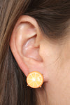 Orange Print Epoxy Tropical Fruits Stud Earrings Orange - Pack of 6