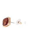 Marble Epoxy Stud Earrings Burgundy - Pack of 6