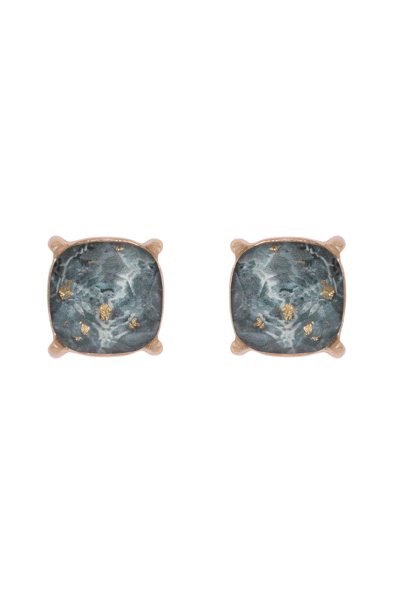 Marble Epoxy Stud Earrings Gray - Pack of 6