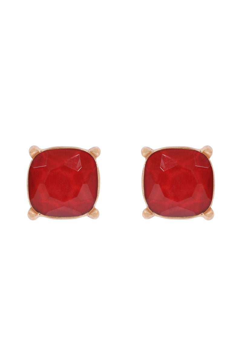 Fine Glitter Epoxy Stud Earrings Burgundy - Pack of 6