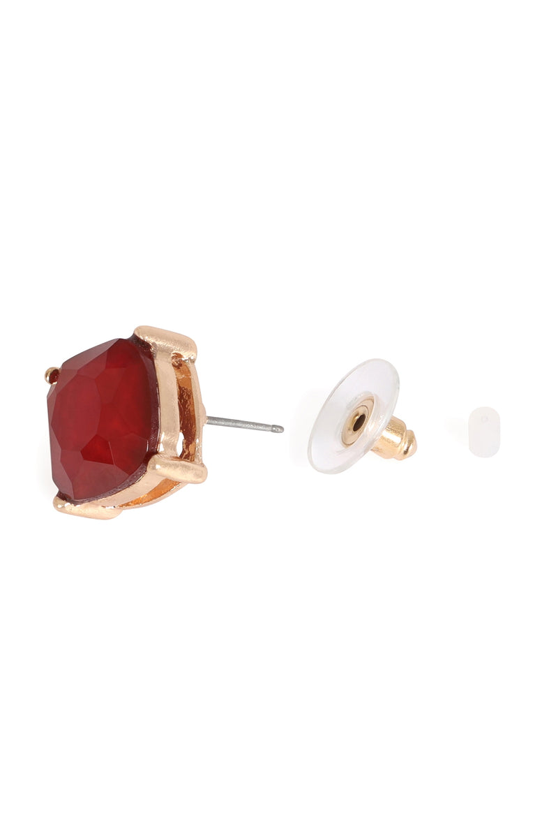 Fine Glitter Epoxy Stud Earrings Burgundy - Pack of 6