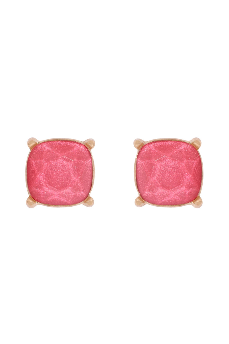 Fine Glitter Epoxy Stud Earrings PInk - Pack of 6