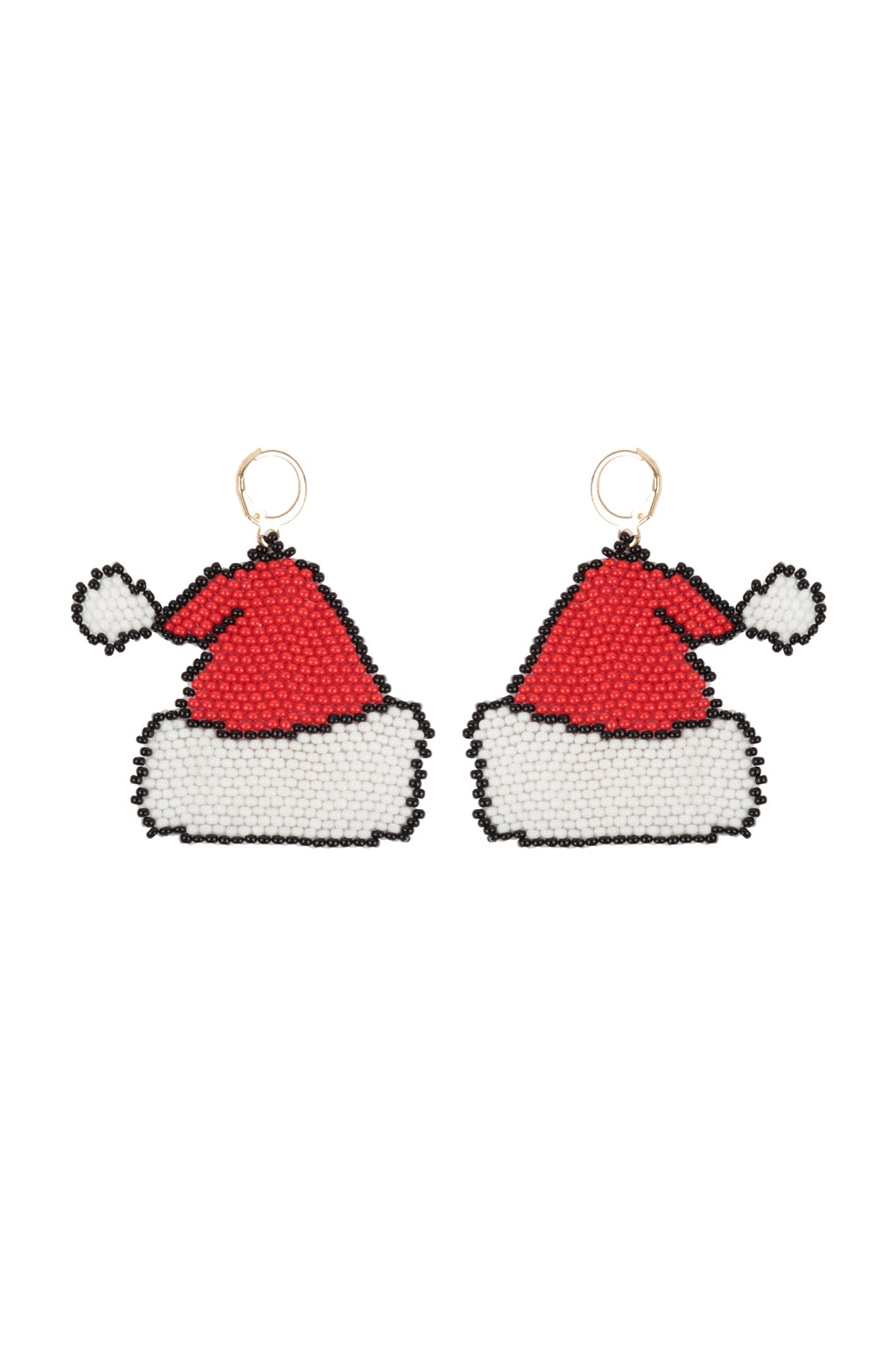 Christmas Santa Hat Seed Bead Dangle Earrings Multicolor - Pack of 6