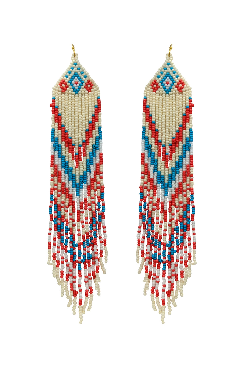 Western Style Aztec Seed Bead Fringe Drop Earrings Multicolor - Pack of 6