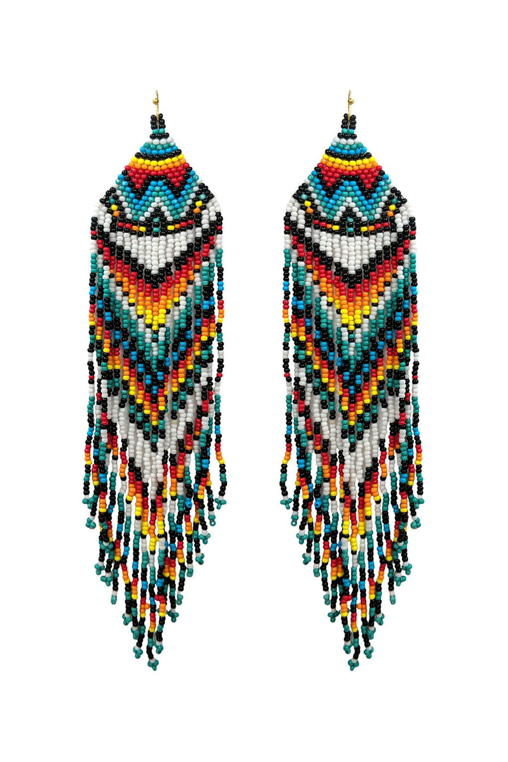 Western Style Aztec Seed Bead Fringe Drop Earrings Turquoise - Pack of 6