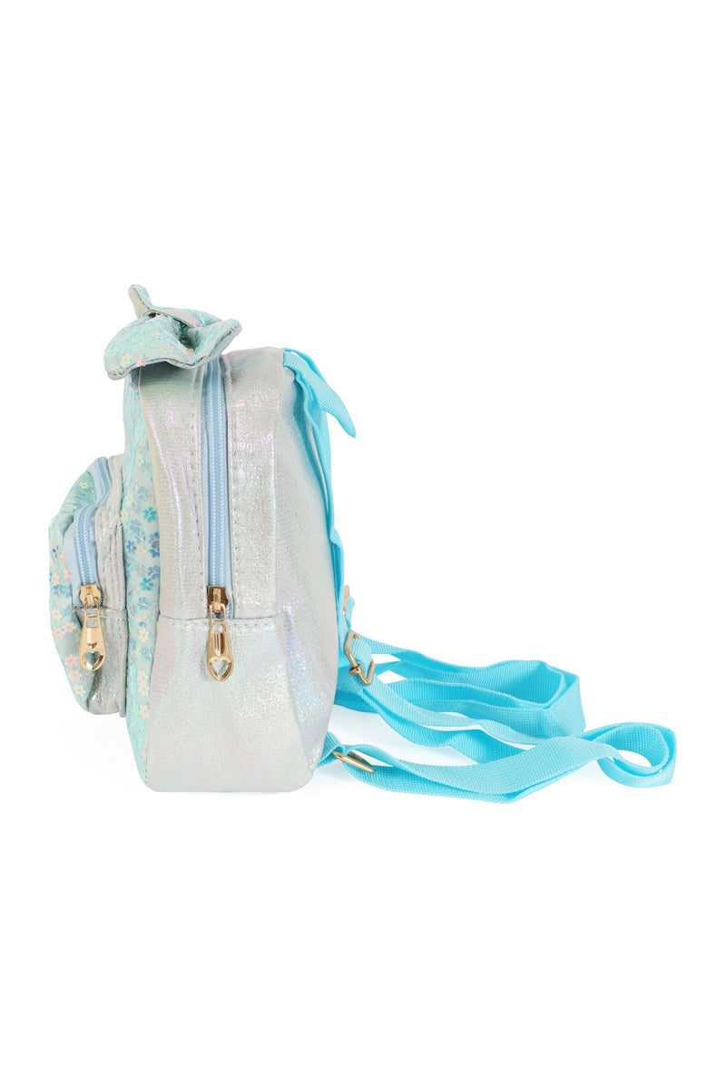 Cute Bow Glitter Kids Backpack Blue - Pack of 6