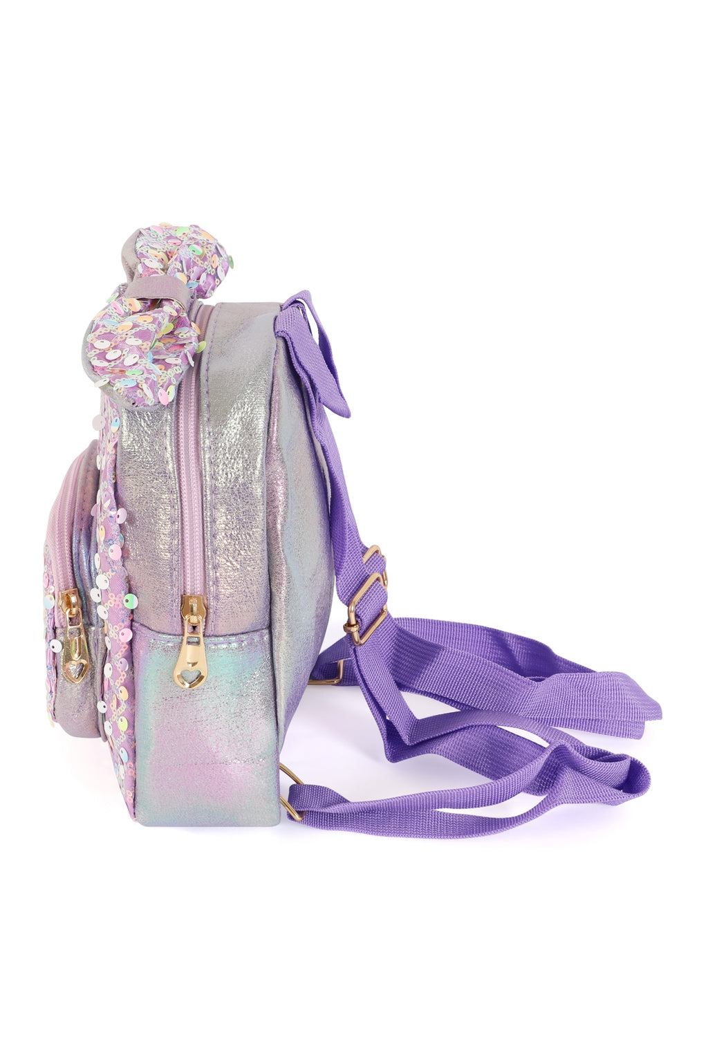 Cute Ribbon Glitter Kids Backpack Purple - Pack of 6