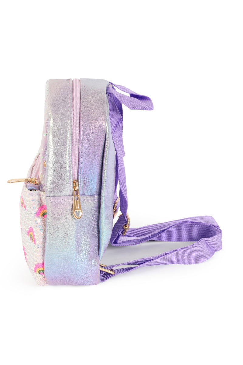 Cute Rainbow Glitter Kids Backpack Purple - Pack of 6