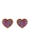 Heart Shape Faux Druzy Post Earrings Burgundy - Pack of 6