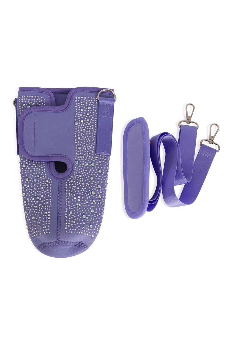 Water Bottle Carrier with Glitter Rhinestones Adjustable Strap Lavender - Pack of 6