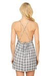 Black Cross Back Spaghetti Strap Plaid Dress - Pack of 6