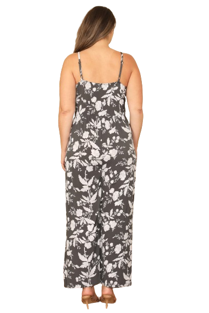 Grey Plus Size Spaghetti Strap Floral Jumpsuit - Pack of 6