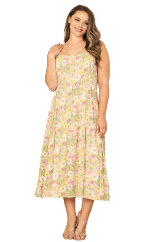 Plus Size Floral Print LongTunic with Side Pockets Green Orange - Pack of 6
