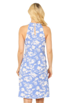 Blue White Halter Neck Printed Dress -  Pack of 6