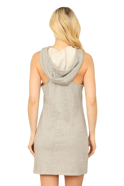 H. Grey Sleeveless Drawstring Hoodie Mini Dress  -  Pack of 6