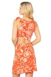 Orange Tie Strap Front Tie Side Cut Out Floral Dress -  Pack of 5