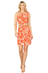 Orange Tie Strap Front Tie Side Cut Out Floral Dress -  Pack of 5