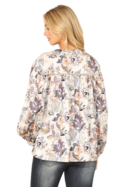 Light Grey Multi Long Sleeve Printed Top - Pack of 6