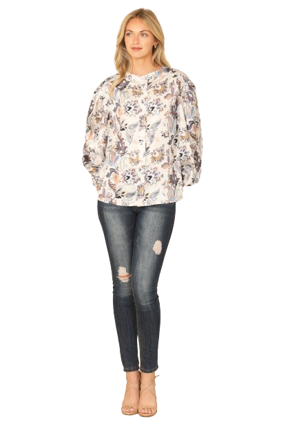 Light Grey Multi Long Sleeve Printed Top - Pack of 6