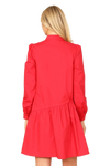 Red Mandarin Collar Long Sleeve Solid Dress -  Pack of 6