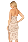 Light Taupe Halter Front Cut Out Detail Butterfly Print Dress -  Pack of 6