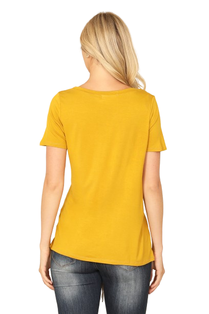 Mustard Short Sleeve V Neck Twist Front Solid Top - Pack of 6