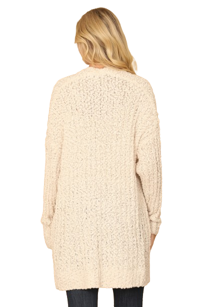 Cream Popcorn Front Pocket Open Cardigan - Pack of 6