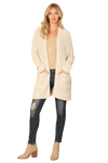 Cream Popcorn Front Pocket Open Cardigan - Pack of 6