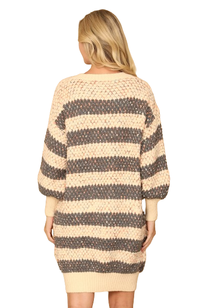 Grey Textured Striped Sweater Rainbow Speckles Dress - Pack of 6