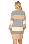 Grey Multi Stripe Long Sleeve Wool Dress  - Pack of 6