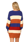 Royal Multi Stripe Long Sleeve Wool Dress  - Pack of 6